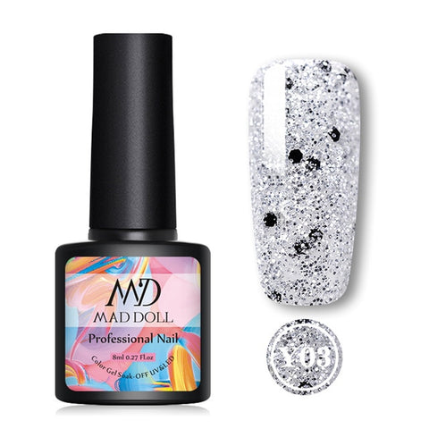 MAD DOLL 1 Bottle 8ml Christmas UV Gel Xmas Polish Sequins Nail Gel Holographic Glitter Soak Off Nail Art Gel Polish Varnish