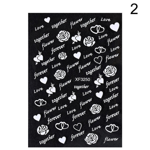 1 Sheet Christmas Snowflake 3D Nail Sticker Glow in Dark Flower Mixed Patterns Nail Transfer Decals Stickers Nail Art DIY Decor