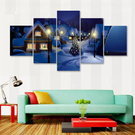 Art Greek Wholesale Decoration Airbrush Painting 5-frame Blue Cartoon Christmas Night Amazon Supply of Goods Cross Border Supply