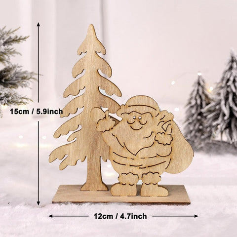 50pcs Wooden 2019 Christmas Decorations Mini Tree Ornaments Santa Claus Snowman Deer Xmas Party Decoration for Home New Year