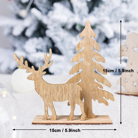 50pcs Wooden 2019 Christmas Decorations Mini Tree Ornaments Santa Claus Snowman Deer Xmas Party Decoration for Home New Year