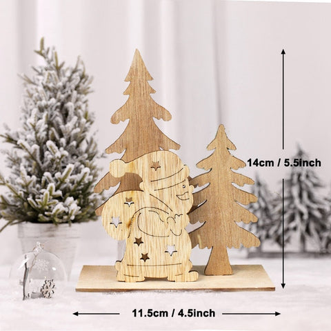 50pcs Wooden 2019 Christmas Decorations Mini Tree Ornaments Santa Claus Snowman Deer Xmas Party Decoration for Home New Year