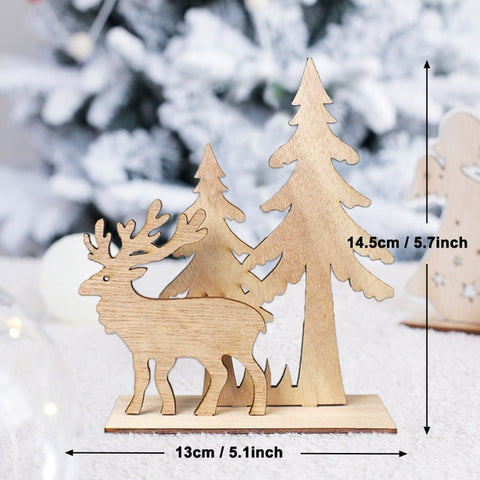 50pcs Wooden 2019 Christmas Decorations Mini Tree Ornaments Santa Claus Snowman Deer Xmas Party Decoration for Home New Year