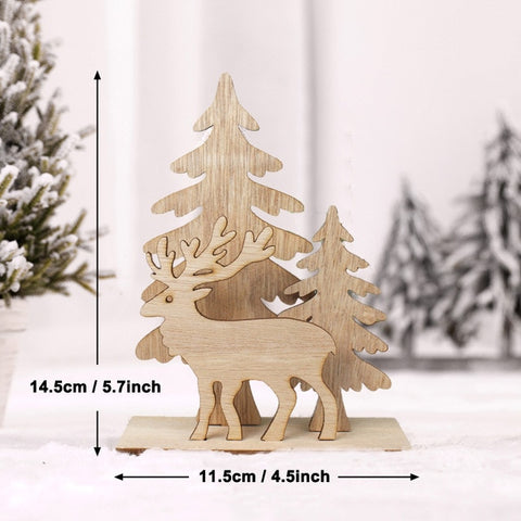 50pcs Wooden 2019 Christmas Decorations Mini Tree Ornaments Santa Claus Snowman Deer Xmas Party Decoration for Home New Year