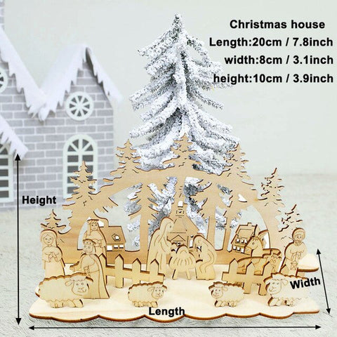 50pcs Wooden 2019 Christmas Decorations Mini Tree Ornaments Santa Claus Snowman Deer Xmas Party Decoration for Home New Year