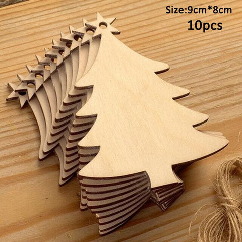 50pcs Wooden 2019 Christmas Decorations Mini Tree Ornaments Santa Claus Snowman Deer Xmas Party Decoration for Home New Year