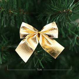 12pcs Gold Bowknots Christmas Ornament Bar Tops Ribbon Garland Tree Decorations Party New Year Xmas Christmas Decor For Home