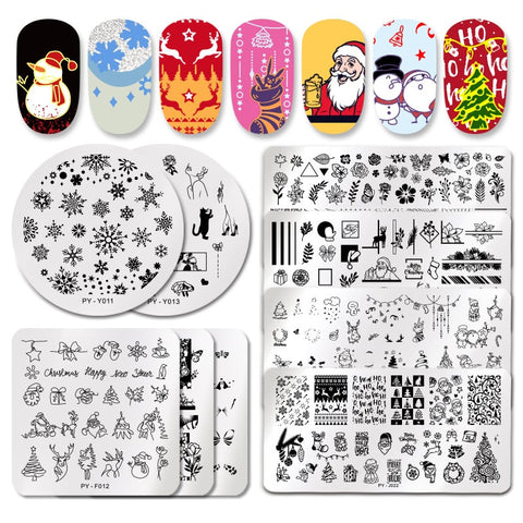 PICT YOU Christmas Festival New Year Snowflake Pattern Nail Stamping Plates Nail Art Plate Stencil Stainless Steel Nail Design