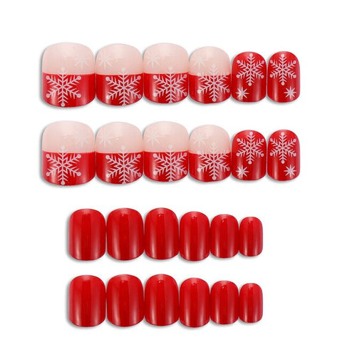 24PcsRound Fake Nails Flat Top Fake Nails Artificial Nails ForLady Christmas False Nails New Design Daily Decoration ForManicure