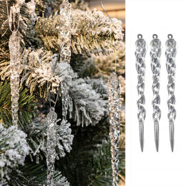 Christmas Decoration 3/6PCS Simulation Ice Xmas Tree Hanging Ornament Fake Icicle Props X-mas Tree Decorations Winter Party