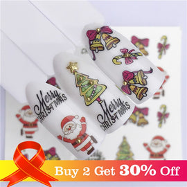 2019 New Christmas Water Decal Nail Art Nail sticker New Year Slider Tattoo Full Cover Santa Claus Snowman Designs Xmas Decals