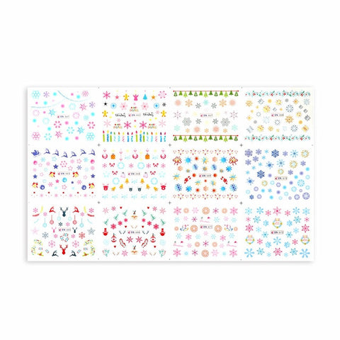 11Sheet 3D Santa/Claus/Elk/Snowman Design Nail Adhesive Stickers Christmas New Year Nail Decals Wraps Manicure Decoration Tools