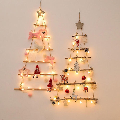 Christmas Nordic Style Artificial Fake Tree Wooden Tree Wall Hanging Ornaments New Year Nursery Kids Room Decor For Home Navidad