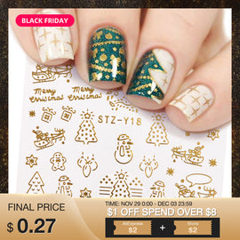 1 Pcs Gold Silver Christmas Design Nail Art Stickers Winter Snow Flower Sliders Water Decals for Nails Manicure Tool LASTZ-YA-2