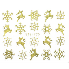 1 Sheet Xmas Pattern for Nail Sticker 3D Snowflake Star Laser Glitter Christmas Nail Art Transfer Stickers