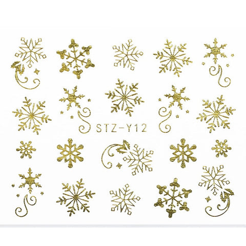 1 Sheet Xmas Pattern for Nail Sticker 3D Snowflake Star Laser Glitter Christmas Nail Art Transfer Stickers