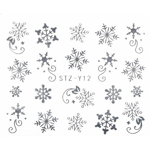 1 Sheet Xmas Pattern for Nail Sticker 3D Snowflake Star Laser Glitter Christmas Nail Art Transfer Stickers