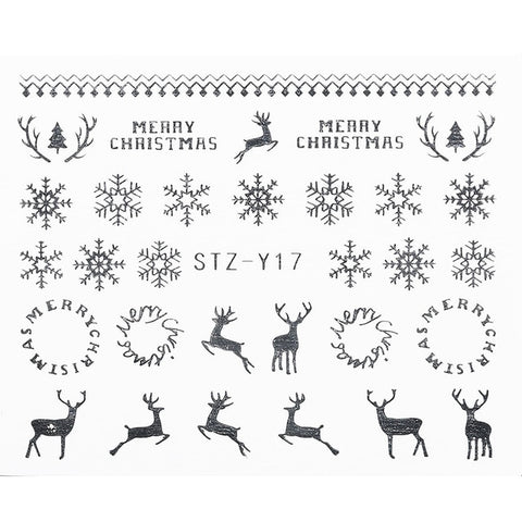 1 Sheet Xmas Pattern for Nail Sticker 3D Snowflake Star Laser Glitter Christmas Nail Art Transfer Stickers