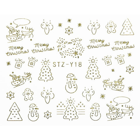 1 Sheet Xmas Pattern for Nail Sticker 3D Snowflake Star Laser Glitter Christmas Nail Art Transfer Stickers