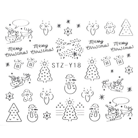 1 Sheet Xmas Pattern for Nail Sticker 3D Snowflake Star Laser Glitter Christmas Nail Art Transfer Stickers