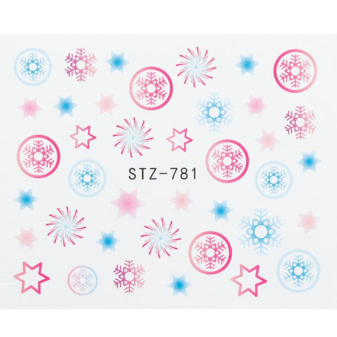 1 Sheet Xmas Pattern for Nail Sticker 3D Snowflake Star Laser Glitter Christmas Nail Art Transfer Stickers