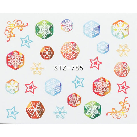 1 Sheet Xmas Pattern for Nail Sticker 3D Snowflake Star Laser Glitter Christmas Nail Art Transfer Stickers