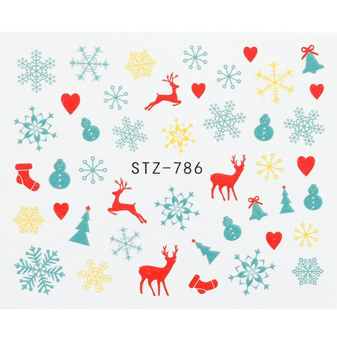 1 Sheet Xmas Pattern for Nail Sticker 3D Snowflake Star Laser Glitter Christmas Nail Art Transfer Stickers