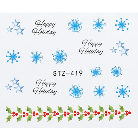 1 Sheet Xmas Pattern for Nail Sticker 3D Snowflake Star Laser Glitter Christmas Nail Art Transfer Stickers