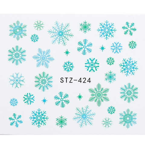 1 Sheet Xmas Pattern for Nail Sticker 3D Snowflake Star Laser Glitter Christmas Nail Art Transfer Stickers