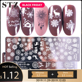 STZ Christmas Designs Nail Stamping Plates Snowflakes Deer Gift Nail Art Stamp Templates Stencils Polish Manicure Tools STZ-N/BE