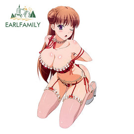 EARLFAMILY 13cm x 6.34cm Anime Car Decal Walkure Romanze Sexy Girl Noel Marres Ascot Render Rear Windshield Car Styling Decor