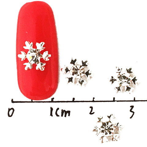 10Pcs Snowflake 3D Alloy Nail Art Decoration Charming Crystal Nails Jewelry Deco Noel White Diamond Women Winter Style Manicure