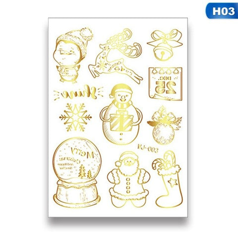 2pcs Paper Santa Claus Christmas Stickers Removeable Xmas Tattoo Stickers Navidad Ornaments Christmas Decor for Home Noel