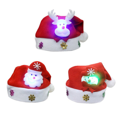 2019 Kids Adult LED Christmas Hat Santa Claus Reindeer Snowman Xmas Gifts Cap bonnet de noel adulte santa claus hat dropship