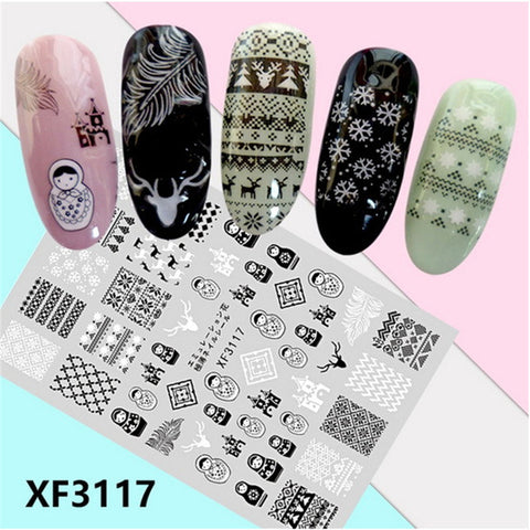 ROSALIND 1PCS Stickers Nail Art Noel Christmas Nail Art Water Transfer Decals Snowflake Xmas Manicure Stickers Tips