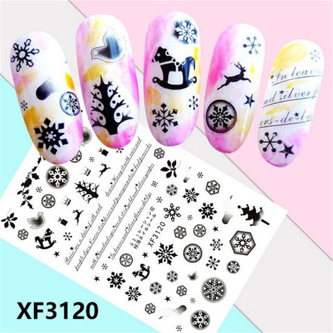 ROSALIND 1PCS Stickers Nail Art Noel Christmas Nail Art Water Transfer Decals Snowflake Xmas Manicure Stickers Tips