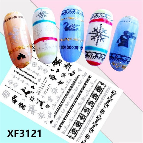 ROSALIND 1PCS Stickers Nail Art Noel Christmas Nail Art Water Transfer Decals Snowflake Xmas Manicure Stickers Tips