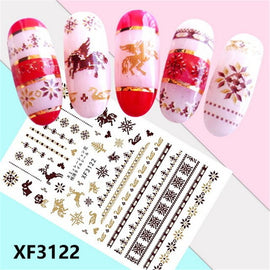 ROSALIND 1PCS Stickers Nail Art Noel Christmas Nail Art Water Transfer Decals Snowflake Xmas Manicure Stickers Tips