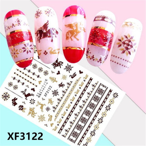 ROSALIND 1PCS Stickers Nail Art Noel Christmas Nail Art Water Transfer Decals Snowflake Xmas Manicure Stickers Tips