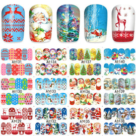 12/Sheet Snowflake Nail Stickers Santa Claus Nailart Water Decal Cute Noel Wapiti Decor David's Deer 2018 Christmas Gift Design
