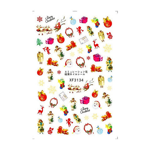 ROSALIND Christmas Full Cover Nail Decals Lot Nail Art Water Transfer Decals Snowflake Xmas Manicure Stickers Tips