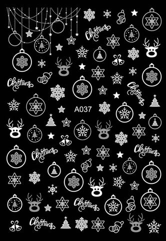 Merry Christmas Nail Art Decals Decoration Self Adhesive Nail Art Stickers Manicure Design White Snow Sticker for Nail Design