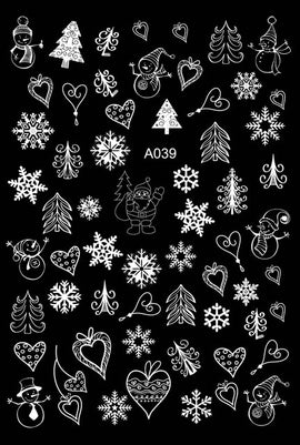 Merry Christmas Nail Art Decals Decoration Self Adhesive Nail Art Stickers Manicure Design White Snow Sticker for Nail Design