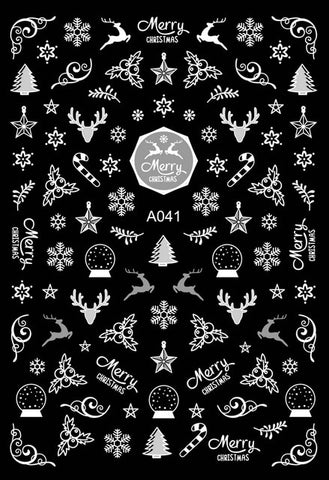 Merry Christmas Nail Art Decals Decoration Self Adhesive Nail Art Stickers Manicure Design White Snow Sticker for Nail Design