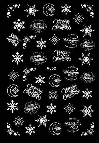 Merry Christmas Nail Art Decals Decoration Self Adhesive Nail Art Stickers Manicure Design White Snow Sticker for Nail Design