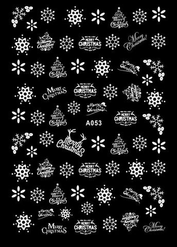 Merry Christmas Nail Art Decals Decoration Self Adhesive Nail Art Stickers Manicure Design White Snow Sticker for Nail Design