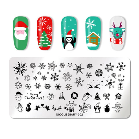 NICOLE DIARY Christmas Series Nail Stamping Template Holloween Series Image Stamp Plate Flower Marble Geometric DIY Stencil Tool