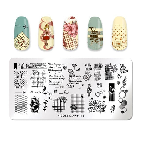 NICOLE DIARY Christmas Series Nail Stamping Template Holloween Series Image Stamp Plate Flower Marble Geometric DIY Stencil Tool