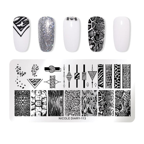 NICOLE DIARY Christmas Series Nail Stamping Template Holloween Series Image Stamp Plate Flower Marble Geometric DIY Stencil Tool