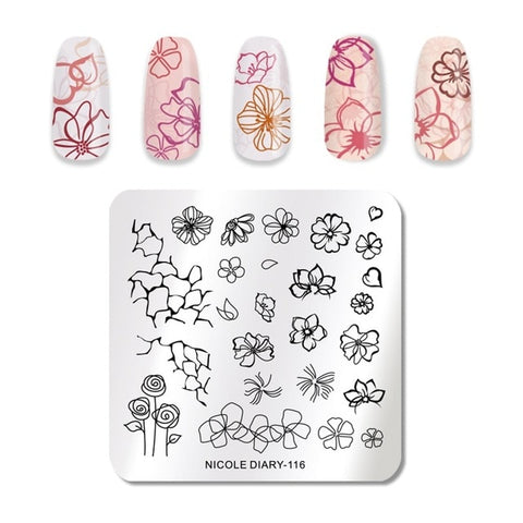 NICOLE DIARY Christmas Series Nail Stamping Template Holloween Series Image Stamp Plate Flower Marble Geometric DIY Stencil Tool